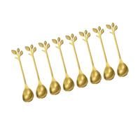 Ldabrye Sturdy Nonrust Steel Stir Spoon with Natural Leaves Pattern Ideal for Acidic Food and Daily Use in Various Setting Travel Spoon