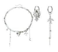 Ldabrye Stylish Asymmetrical Heart Necklace Earring Set Featuring Alloy Texture Suitable for Casual or Formal Occasions Unique Shaped Heart Necklace