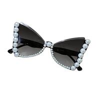 Ldabrye Stylish Butterfly Sunglasses with Pearls Embellishment Materials for Fashionable Women Elegant Pearls Frame for Women Fashion Accessories