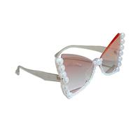 Ldabrye Stylish Butterfly Sunglasses with Pearls Embellishment Materials for Fashionable Women Elegant Pearls Frame for Women Fashion Accessories