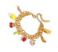Ldabrye Stylish Fruit Charm Adjustable Hand Chain Womens Bracelets, Multilayer Jewelry Present for Birthdays Holidays Hand