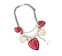 Ldabrye Stylish Thick Chain Necklace with Unique Star Strawberry Love Charm Elegant Collarbone Chain for Cool Girls Sweet Cool Star Strawberry Necklace