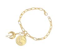 Ldabrye Trendy Adjustable 14K Gold Charm Wristband Star Beach Jewelry Adjustable Chain Wrist Decoration for Women Gold Celestials Wristband