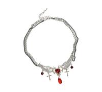 Ldabrye Unique Heart Clavicle Necklace Double Layer Alloy Texture Charm Chain Necklace Suitable for Everyday Wear and Parties Alloy Jewelry for Women