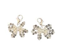 Ldabrye Unique Pearl Bowknot Shoe Accessory Beautiful Pearls Bowknot Adornment Eye Catching Ornament Decoration Easy Attach Clips