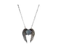 Ldabrye Unique Specter Wing Design Alloy Necklace Featuring Shimmering Blue Crystal Accent Edgy Clavicle Chain Unique Wing Pendant Chain