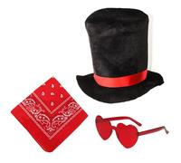 Ldabrye Western Christmas Party Hat Costume Set For Holiday Celebrating Festival Santa Costume Hat Eyeglasses Cosplay Accessory Christmas Outfit