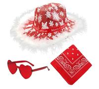 Ldabrye Western Christmas Party Hat Costume Set For Holiday Celebrating Festival Santa Costume Hat Eyeglasses Cosplay Accessory Christmas Outfit