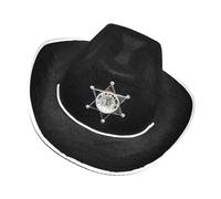 Ldabrye Western Themed Hat Motifs Black Green Color Comfortable Breathable Cloth Adjustable Strap Outdoor Party Essential Western Party Hat Black Green Star