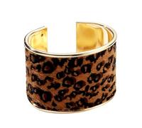Ldabrye Wide Cuff Leopard Print Open Bangle Adjustable for Easy Wear Soft Flocking Comfortable Alloy Fashion Jewelry Comfortable Wear