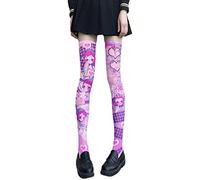 Ldabrye Women Lolita Thigh High Stockings Kawaii Anime Bunny Girl Print Over Knee Socks