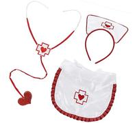 Ldabrye Women Nurse Cosplay Accessories with Headband Apron Stethoscope Halloween Nurse Costume Accessories for Party Adult Women