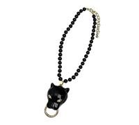 Ldabrye Women ' s Enameled Leopard Head Pendant Pearls Necklace Elegant Collarbone Chain for Evening and Casual Wear Daily Retro Pendant Design