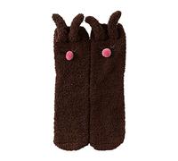 Ldabrye Women Winter Microfiber Fuzzy Slipper Socks Cartoon Embroidery 3D Rabbit Ears Kawaii Thick Warm Floor Sleeping Hosiery