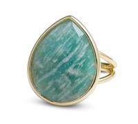 LDADAN -Crystal Ring for Women Natural Rose Quartz and Green Fluorite for Her Boho Teardrop Ring for Gift Rose Quartz Jewelry Handmade Adjustable Ring Gold, Ajustable, Gemstone, Amazonite