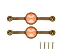 Ldafava 2 Pcs Zinc Alloy Antique Copper Handle European Modern Pastoral Color Acrylic Handle for Cabinet Drawer (Orange)