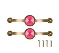 Ldafava 2 Pcs Zinc Alloy Antique Copper Handle European Modern Pastoral Color Acrylic Handle for Cabinet Drawer (Pink)