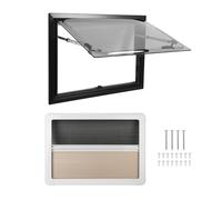 Ldafava 28 X 20in RV Push Out Window UV Protection Acrylic Insulating Glass Right Angle RV Window with Screen and Sunshade for Camper Trailer