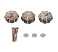 Ldafava Classic Ceramic Pumpkin Cabinet Pulls Vintage Style Decorative Kitchen Cabinet Handles Durable Drawer Knobs for Cabinets Dressers Ceramic Stainless Steel 4x4x3cm 3 Pcs (Silver)