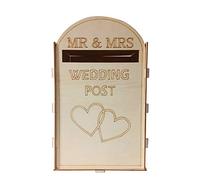 Ldafava DIY Wooden Wedding Mailbox Post Box with Lock Rustic Hollow Gift Card Holder for Reception Wedding Anniversary Party Decoration Made of MDF Unpainted Design 33.1 x 20.3 x 20.3 cm