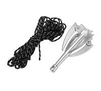 Ldafava Fishing Grass Knife, Four Claws Foldable Boat Anchor, Fishing Water Grass Knife Stainless Steel Foldable Galvanized Iron Rustproof Weed Remover with 10m/.8ft Rope for Backyard Pond Patio