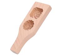 Ldafava Mooncake Mold 2 Holes Chinese Style Wooden Handmade Pastry Baking Mold for Home Use