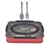 Ldafava Multifunctional Stainless Steel Divided Dinner Tray Food Plate for Students School Canteen (Hawthorn Red (4 grids))