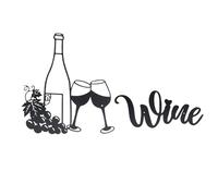 Ldafava Wine Theme Wall Decor Modern Innovative Decorative Hollow Out Iron Art Metal Wine Wall Decor for Living Room Black Elegant Home Kitchen Dining Room Decor 2 Pieces Set 11.8x11.4in