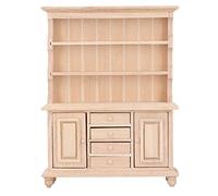 LDAUYZLING 1:12 Miniature Cupboard Dollhouse Bookshelf Simulation Life Scene Plain Dollhouse Mini Wood Cabinet