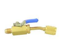 LDAUYZLING 1/4in Arc Brass Manual Shut Off Ball Valve R12/R134A/R410A for Refrigeration Equipment (Blue)