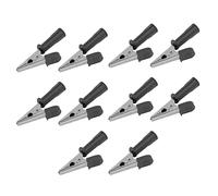 LDAUYZLING 10PCS Testing Clamps Brass Insulated Clips with 4mm Socket 10mm Opening 20A J.60046 (Black)