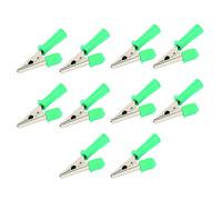 LDAUYZLING 10PCS Testing Clamps Brass Insulated Clips with 4mm Socket 10mm Opening 20A J.60046 (Green)