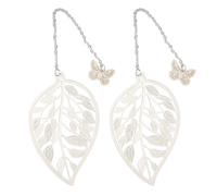 LDAUYZLING 2Pcs Metal Bookmarks Retro Leaf Style Silver Color Elegant Light Slim Hollow Bookmark for Office School Family