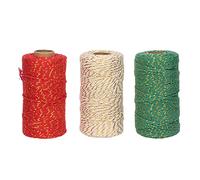 LDAUYZLING 3 Roll Christmas Twine 2mm Diameter Each 328ft Length Cuttable Lightweight Gift Twine String for DIY Packaging