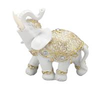 LDAUYZLING Elephant Statue White Resin Cute Lucky Elephant Sculpture for Entryway Bookshelf Computer Desk Home Decoration (M)