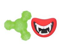 LDAUYZLING Pet Chew Toy Set Interactive Puppy Teething Red Lip Demon Food Leaking Pet Toys (Green + Red Lip Devil)