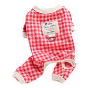 LDAUYZLING Plaid Dog Clothes Leash Set Soft Breathable Pet Clothes Four Legged Puppy Outfit with Leash for Bichon Frise Teddy (S)