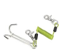 LDAUYZLING Stainless Steel Diving Current Hook Double Reef Drift Hook with Coil Lanyard for Underwater Safety (Green)