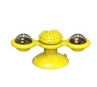 LDAUYZLING Windmill Cat Toy Rotating Interactive Multifunctional Kitten Comb Toy for Wall Door (Yellow)