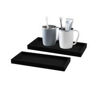 LdawyDE Bath Trays, 2 Pack Black Bath Tray Durable Silicone Trays Waterproof Multifunctional Organiser Tray for Bathroom Toilet Countertop Dresser Bedside Perfume Candle Key Decorative