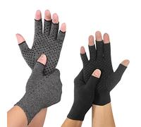 LdawyDE Osteoarthritis Gloves 2 Pairs Compression Gloves Arthritis Half Finger Gloves Grey + Black Gloves Fingerless Women / Men Gloves Provide Arthritic Joint Pain Relief