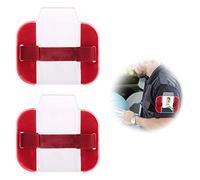 LdawyDE Sia Badge Holder Armband, 2 Pc Arm Badge Holder Red Armband License ID Card Insignia Holders with Adjustable Arm Band Strap for Medical Security Warehouse Factory Staff Doorman