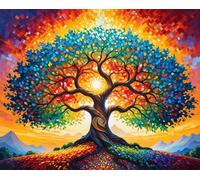 ldazao Tree of Life Paint by Numbers for Adults Beginner Stained Glass Painting Kit Color by Numbers for Adults Canvas DIY Acrylic Adults' Paint-by-Number Kits 20 X 16 Inches