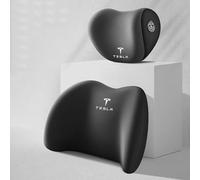 LDBKFD 2 Pcs Car Headrest for Tesla Model 3 Highland 2024, Car Neck Support Headrest Pillow Neck Head Support Removable Cover,Black- 1*headrest + 1*lumbar support