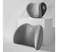 LDBKFD 2 Pcs Car Headrest for Tesla Model 3 Highland 2024, Car Neck Support Headrest Pillow Neck Head Support Removable Cover, gray- 1*headrest + 1*lumbar support