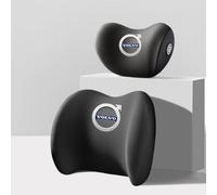 LDBKFD 2 Pcs Car Headrest for Volvo V40 2018-, Car Neck Support Headrest Pillow Neck Head Support Removable Cover,Black- 1*headrest + 1*lumbar support