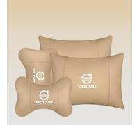 LDBKFD 2 Pcs Car Headrest for Volvo Xc60 Recharge 2018-2023, Car Neck Support Headrest Pillow Neck Head Support Removable Cover,Beige- 2*headrests and 2*lumbar support