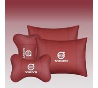 LDBKFD 2 Pcs Car Headrest for Volvo Xc60 Recharge 2018-2023, Car Neck Support Headrest Pillow Neck Head Support Removable Cover,Red- 2*headrests and 2*lumbar support