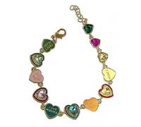 Ldbuejiaja Colourful Rhinestones Love Heart Bracelets Fashion Bangle Trendy Y2k Aesthetic Wrist Jewellery Gift for Women Girls Unique Design Wrist Chain