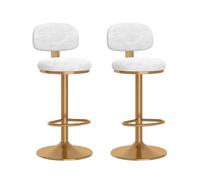 LDCBFTR 360° Swivel Bar Stools Set of 2, Velvet Breakfast Barstools with Back and Footrest, Adjustable Height Counter Bar Chairs(White) WFJ